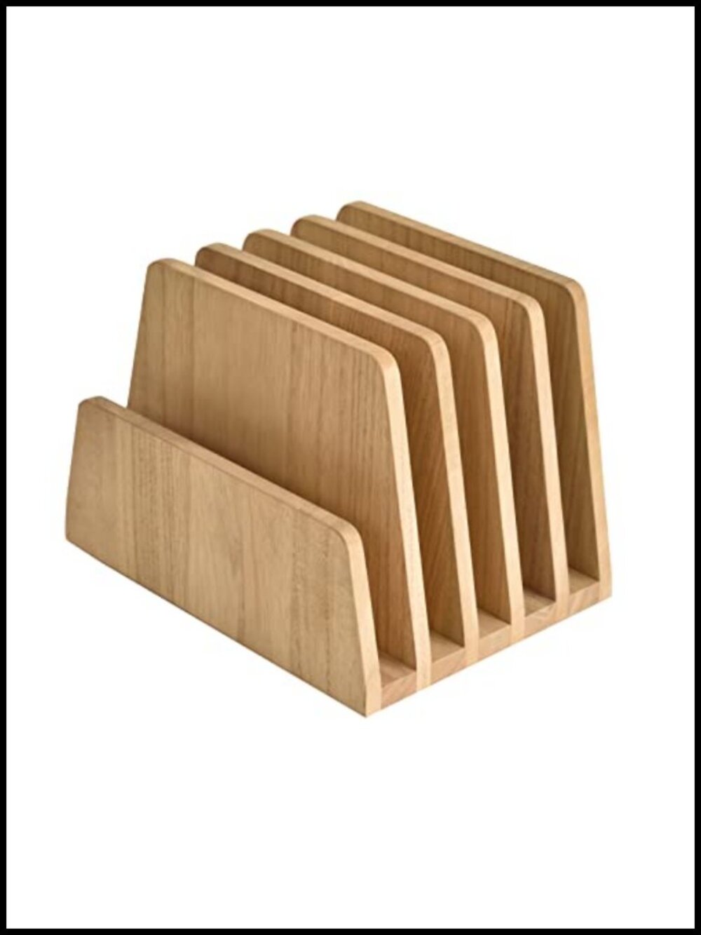 Wooden Mail Organizer 5-Slot Desk File Holder Wood Wax Oil Finish